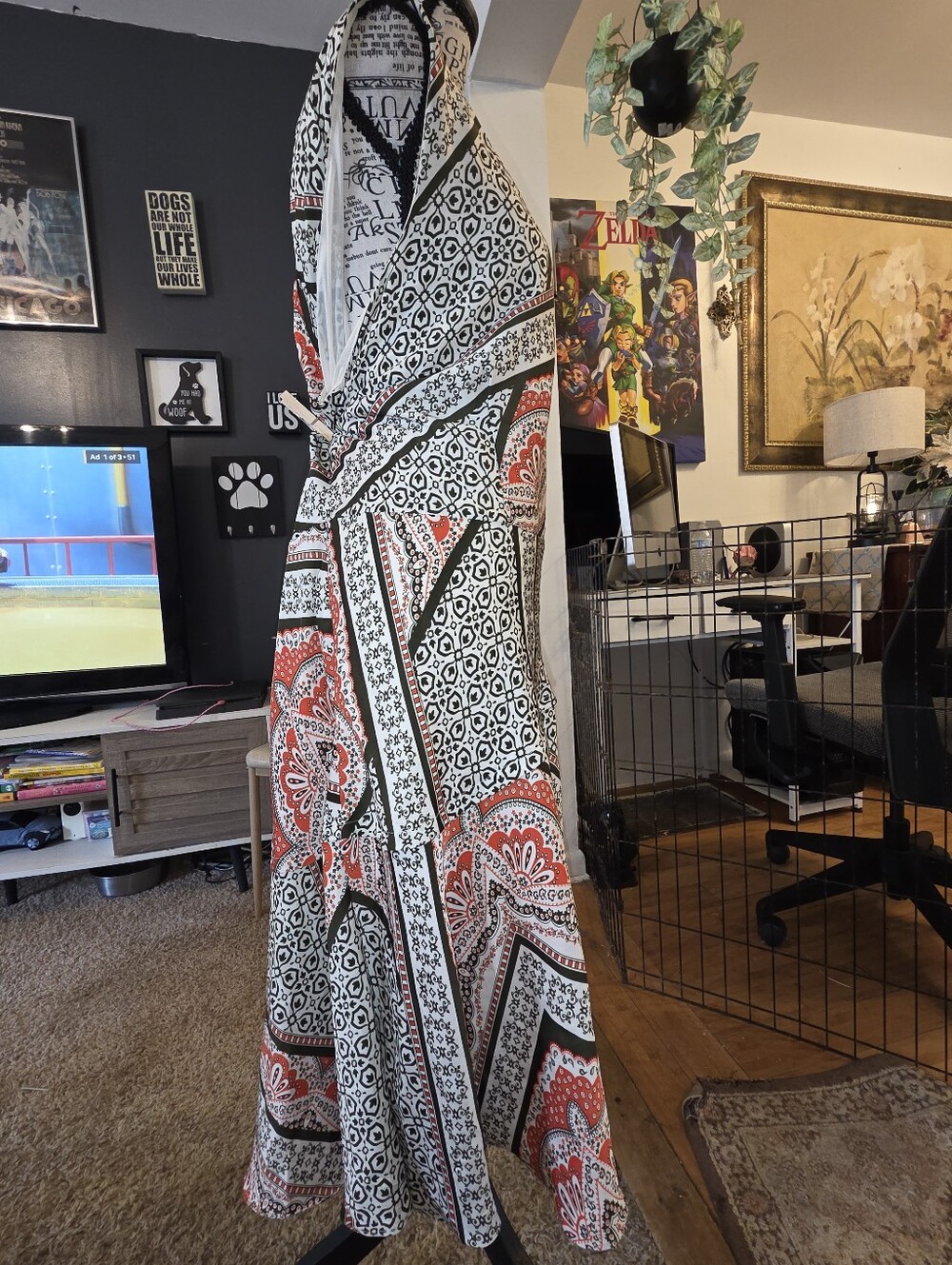 Cato Sleeveless Maxi Dress in White, Coral and Black - Picture 5 of 9